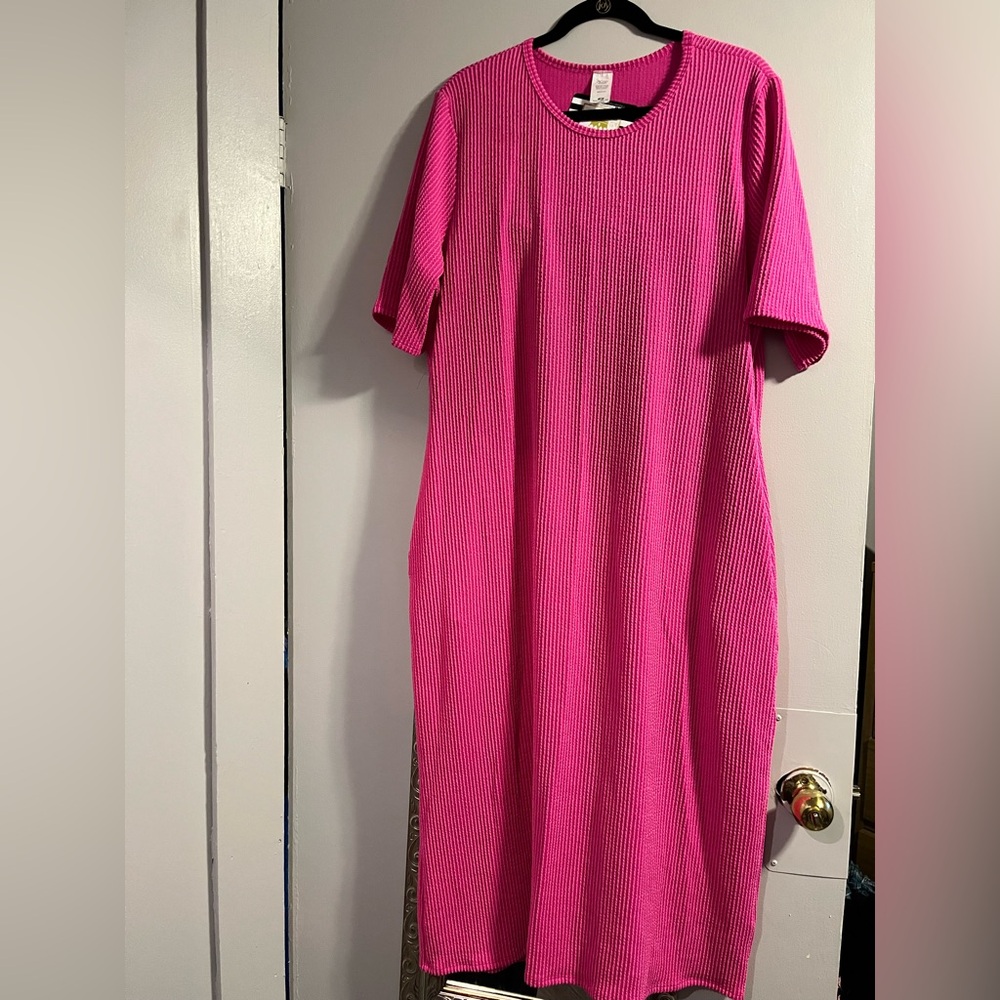 Pink Ribbed Knit Dress